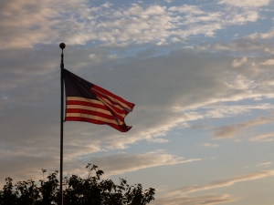 Author's photo, July 2014, of the American Flag at Dusk